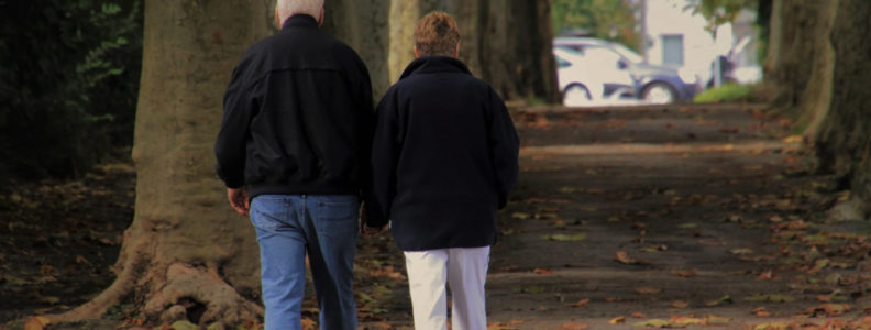 Seniors strolling outdoors